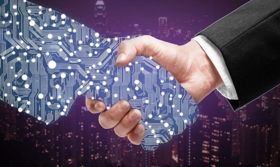 businessman digital transformation hand