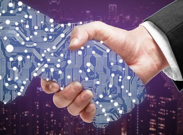businessman digital transformation hand