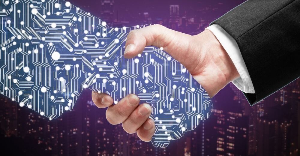 businessman digital transformation hand