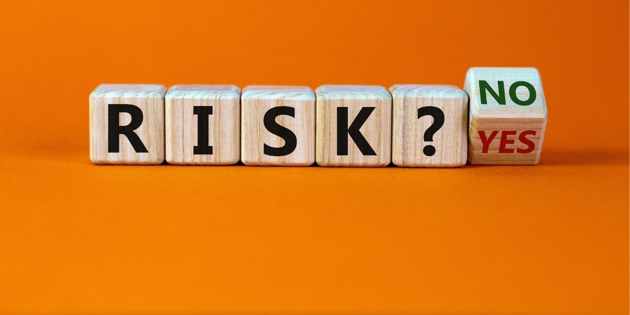 Risk and vulnerability assessment concept with decision blocks showing yes or no options